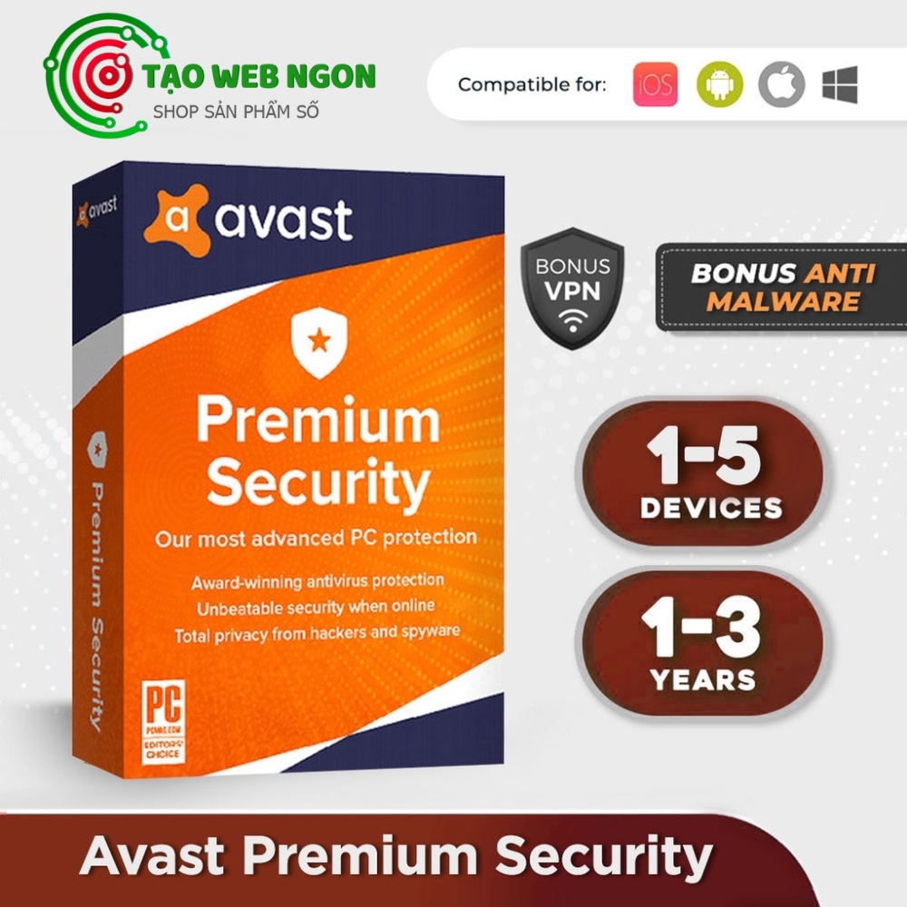 Phần mềm diệt virus Avast Premium Security 1 năm giá rẻ