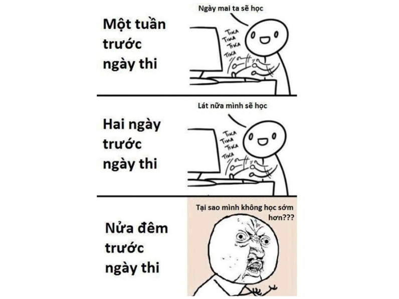 Ảnh meme Báo thủ ôn tập trước thi căng thẳng