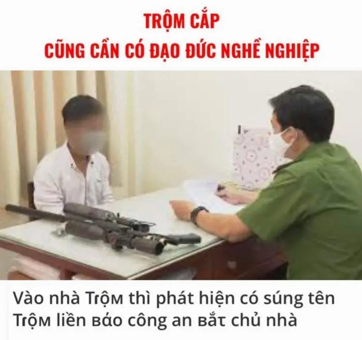 Ảnh meme Chiến thần công an số 44 với vẻ mặt huyền thoại
