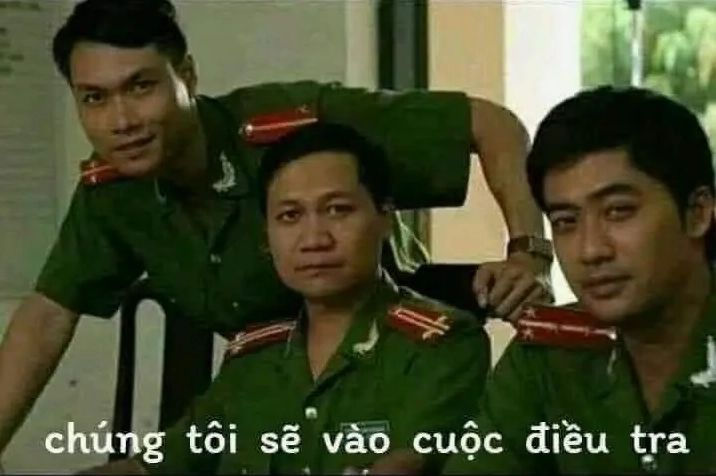 Ảnh meme Chiến thần công an với ánh mắt sắc bén làm bật lên thần thái