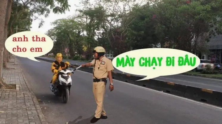 Ảnh meme Chiến thần giao thông bắt Tôn Ngộ Không đầy bất ngờ