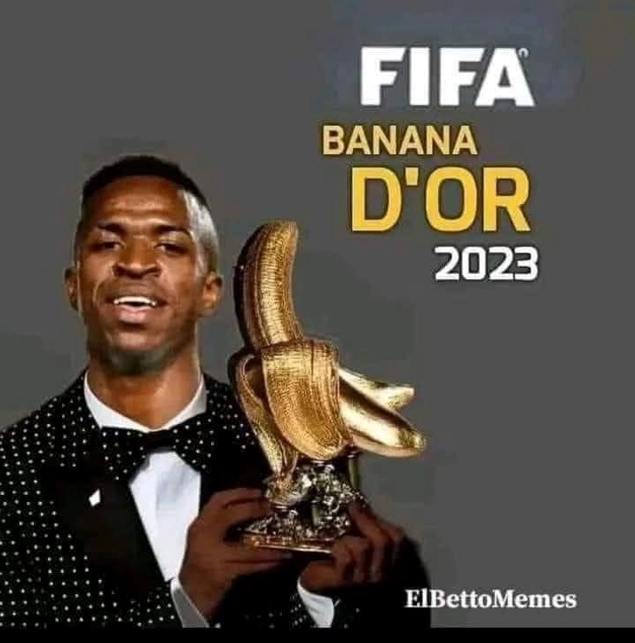 Ảnh meme Chúa tể Vinicius và giải thưởng Quả Chuối Vàng FIFA BANANA D'OR 2023