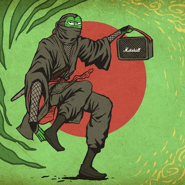 Ảnh meme Đăng xuất của nhẫn giả ếch đang nhảy nhót