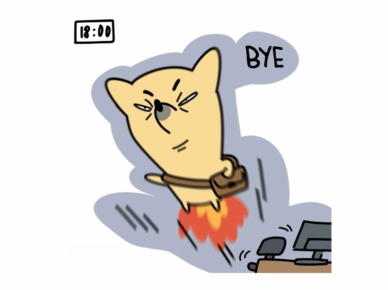 Ảnh meme Đu trend thể hiện sự kiệt sức sau một ngày dài làm việc