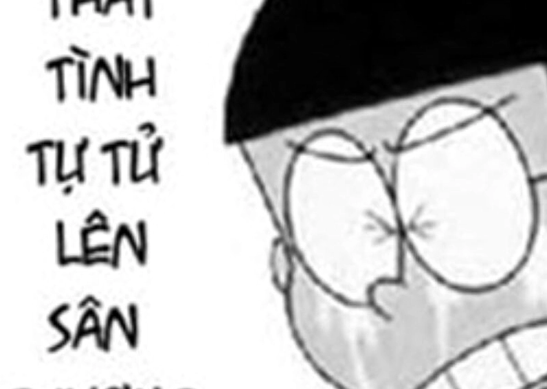 Ảnh meme Lụy tình của Nobita thất tình buồn bã trên ghế dài