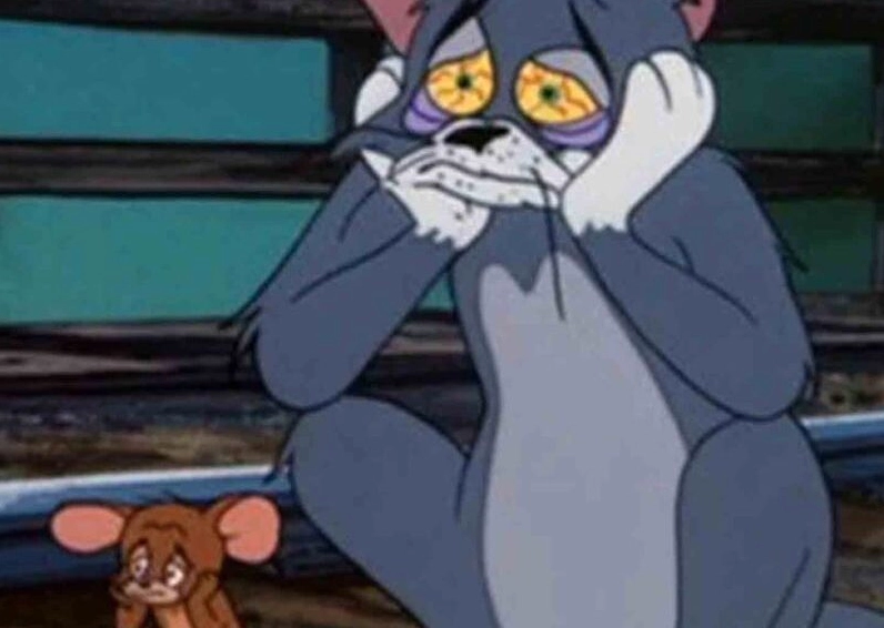 Ảnh meme Lụy tình của Tom và Jerry cũng thất tình