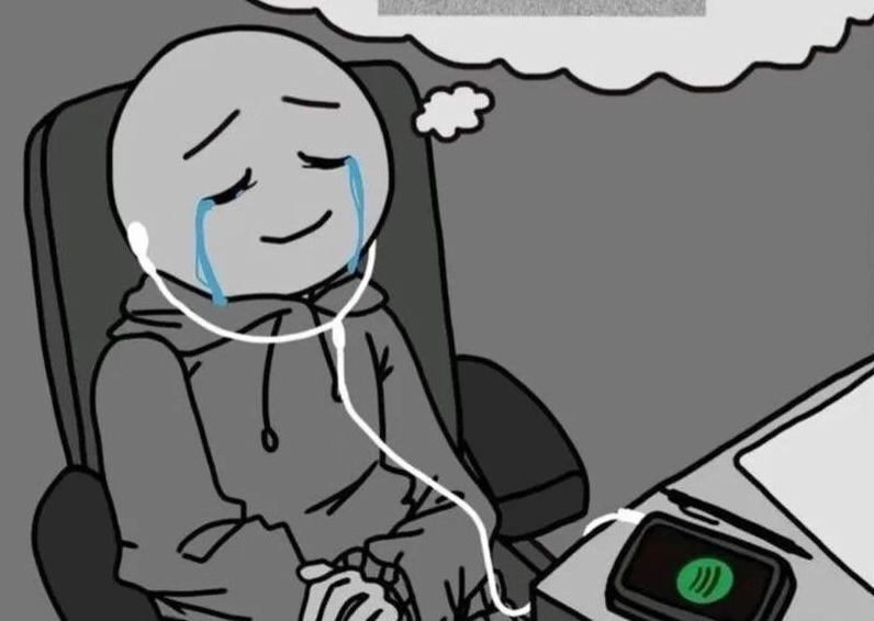 Ảnh meme Lụy tình nghe Spotify giải tỏa nỗi lòng