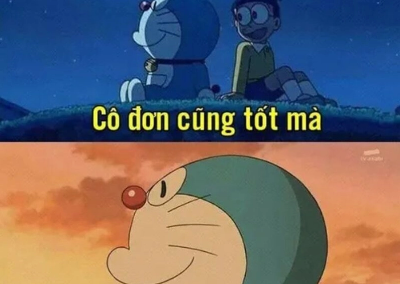 Ảnh meme Lụy tình quotes thất tình của Doraemon đầy sâu sắc