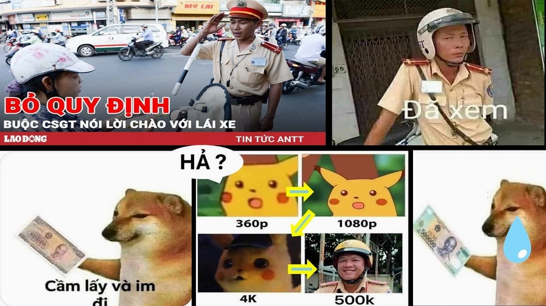 Ảnh meme Phong sát một cảnh sát tươi rói trong bộ đồng phục