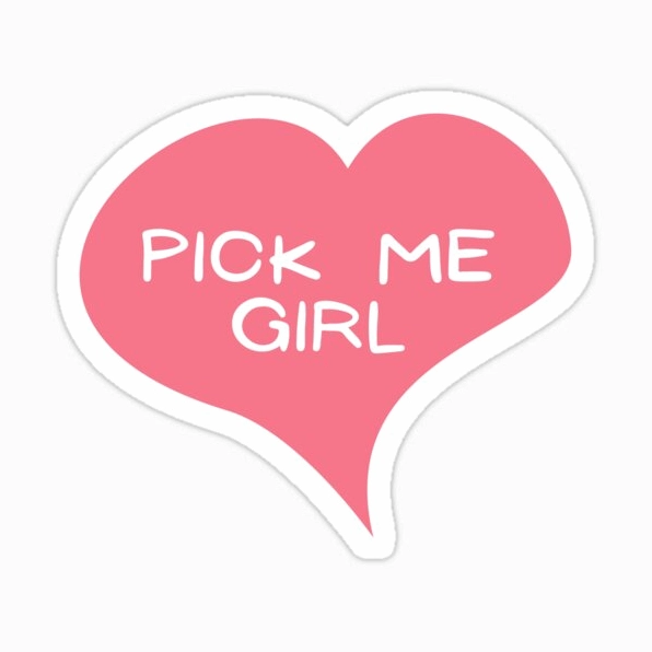 Ảnh meme Pick me girl với trái tim hồng dễ thương