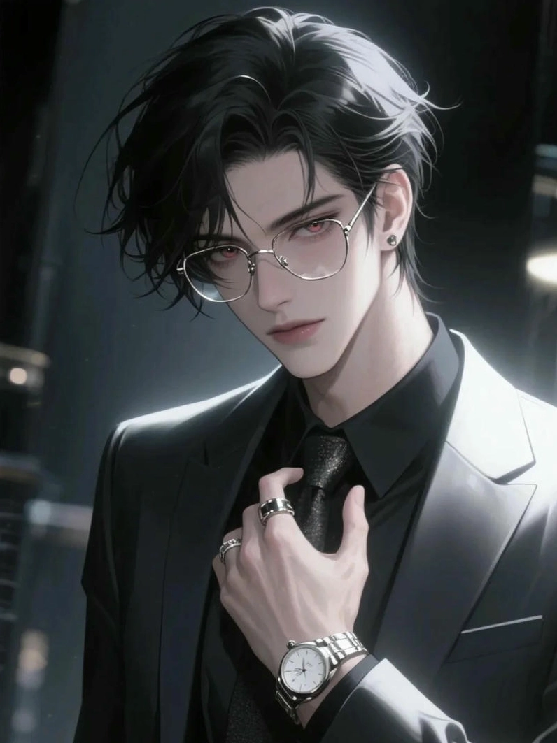 Ảnh meme Tổng tài anime cool ngầu trong bộ vest đen đầy quyền lực.