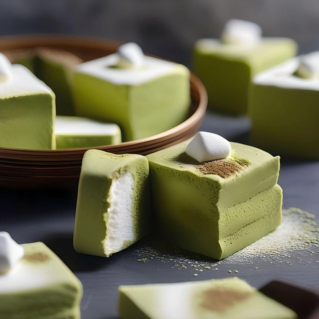 Ảnh meme Trà xanh với kẹo dẻo matcha ngọt ngào và cuốn hút