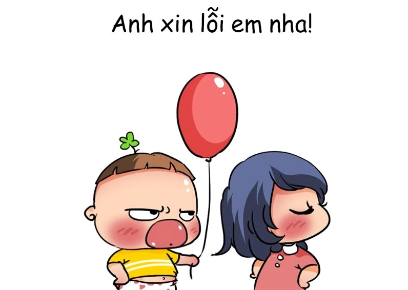 Ảnh meme Xin in tư của nhân vật hoạt hình với bàn tay úp lại đầy hối lỗi