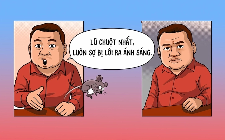 Bức tranh biếm họa shark lùa gà với biểu cảm nham hiểm và hài hước