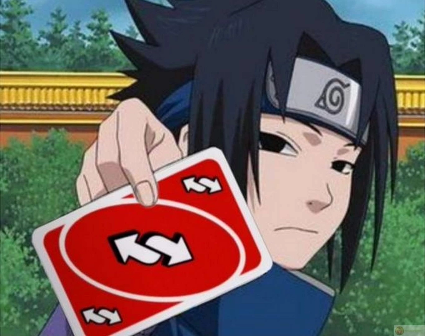 Hình ảnh ảnh meme Trùng sinh của Sasuke với phong thái ngầu lòi
