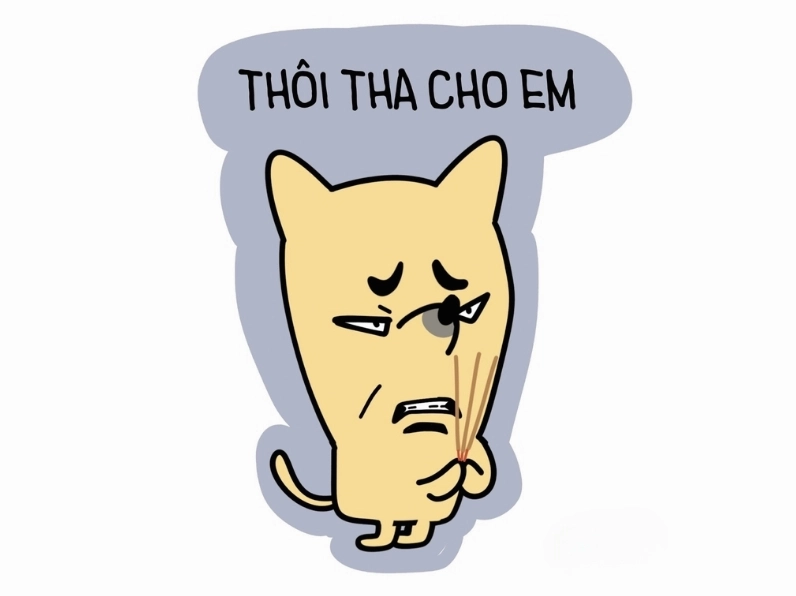 Meme ăn dưa hài hước với biểu cảm van xin thôi tha cho em